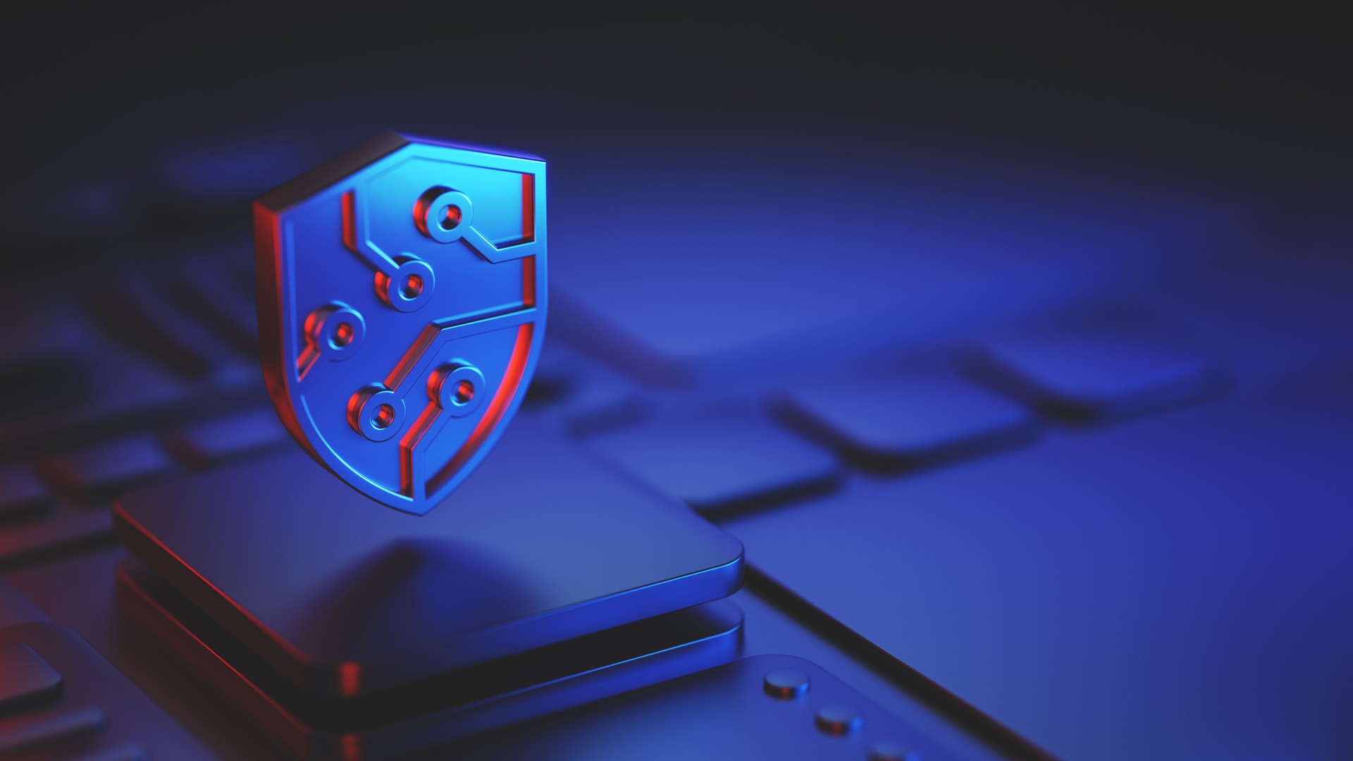 Stylized Digital Shield Representing Cybersecurity on Advanced Technology